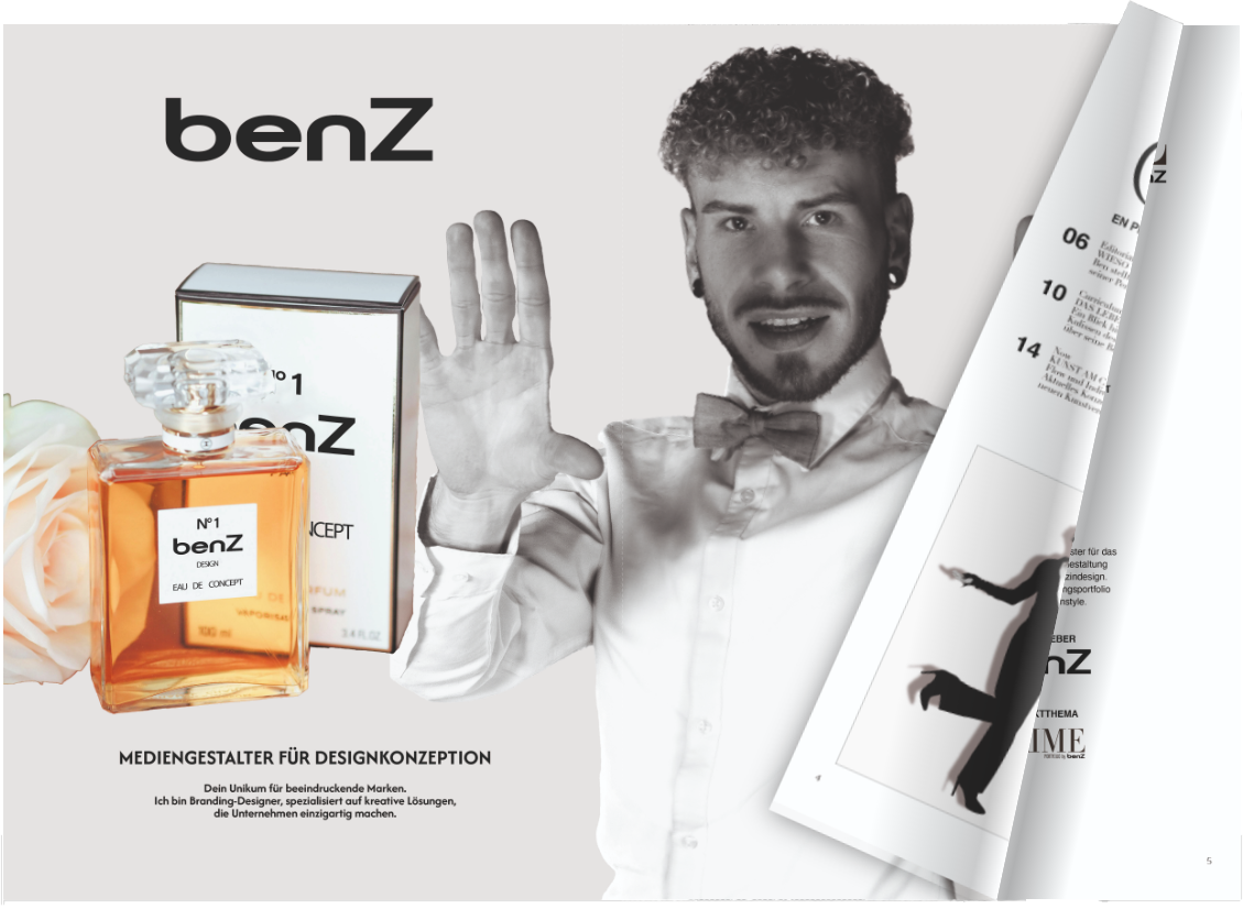 PRIME Magazin Mockup aufgeklappt